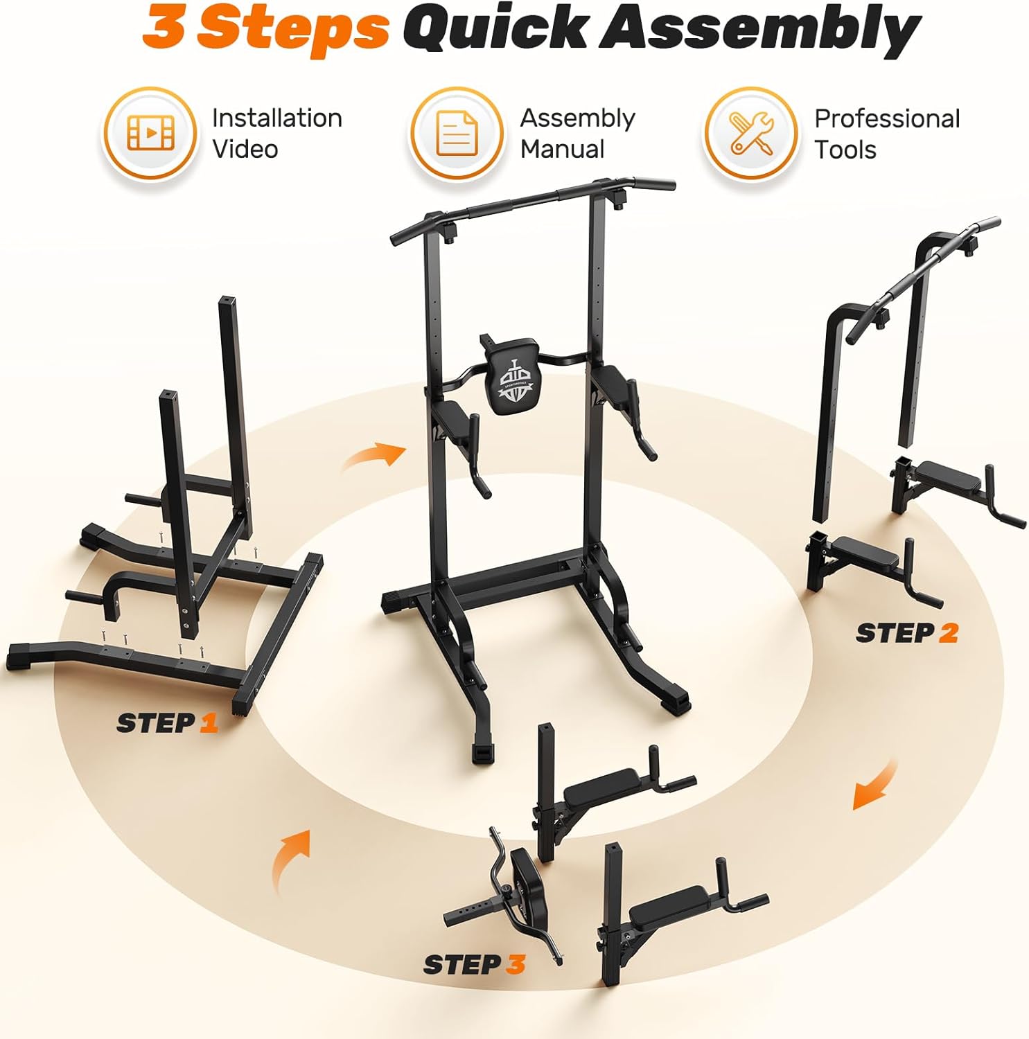 Sportsroyals Power Tower Pull Up Bar Station, 450LBS Stable Pull Up Dip Station for Home Gym Strength Training Equipment - Image 8