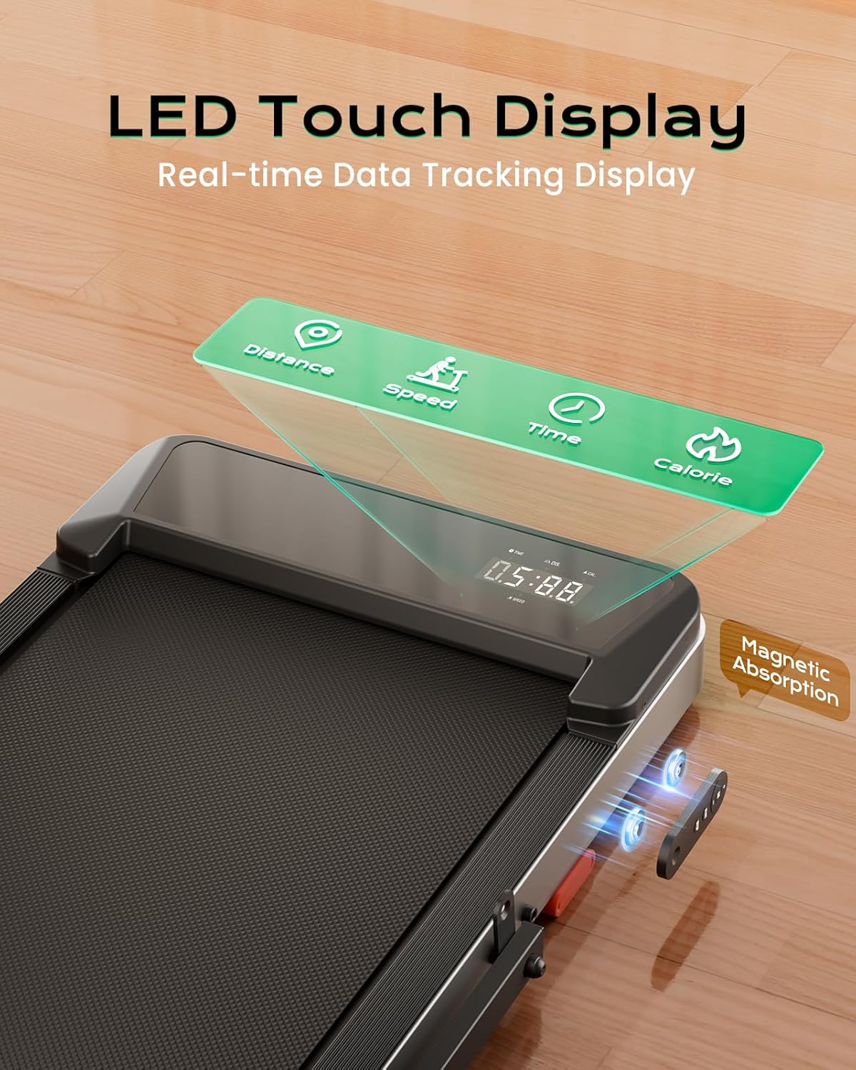 Walking Pad,Treadmill with Incline for Home Office, 2.5HP Portable Under Desk Treadmill with 265 Lbs Capacity,Remote Control, Led Display - Image 5