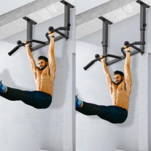 SELEWARE Heavy Duty Welded Pull Up Bar, Versatile Doorway Wall Mount, Joist Mounted, and Ceiling Mounted Chin Up Bars, Thick Metal Sturdy Construction for Full Body Workouts Support 500 lbs