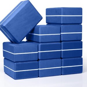 Sunshine Yoga 4″ High Density Yoga Block, 10 Pack Striped Yoga Blocks, Firm and Supportive EVA Foam Yoga Brick, Balance Foam for Stretching, Pilates, and Workout, 4″ x 6″ x 9″