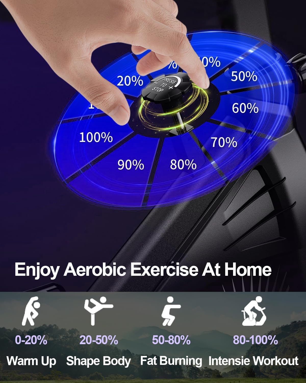 Exercise Bike,Adjustable Resistance Indoor Cycling Bike for Home Exercise - Stationary Bike with Smartphone Holder, LCD Display & Heart Rate Monitor - Image 2