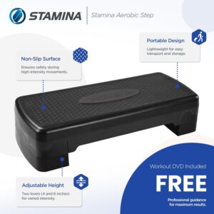 Stamina Aerobic Step with Portable and Lightweight Construction for Fitness, Sports, and Outdoor and Indoor Recreation