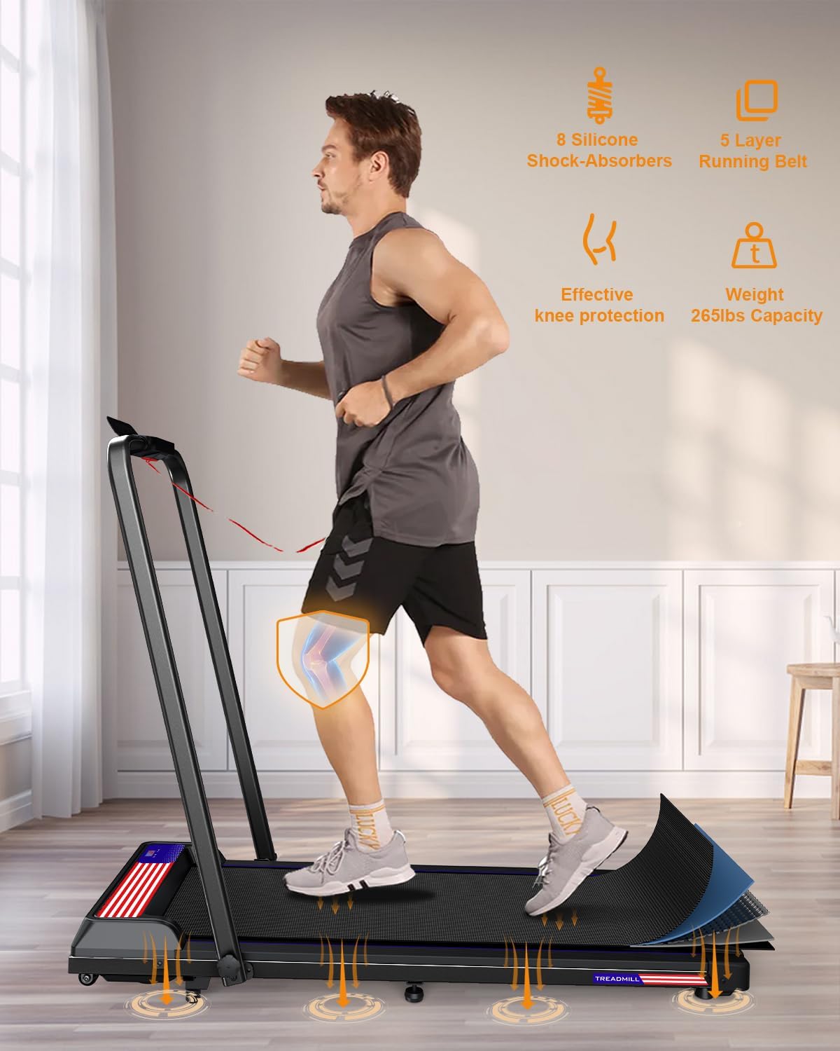 Treadmill Under Desk Walking Pad,2 in 1 Folding Treadmill for Home/Office with Remote Control and APP,Large Screen - Image 2