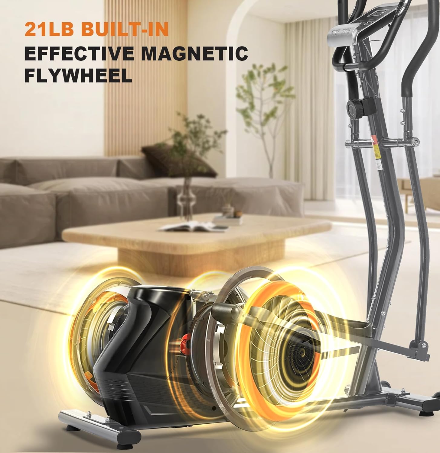 Elliptical Machine with APP, Elliptical Exercise Machine for Home with Hyper-Quiet Magnetic Driving System, Elliptical Trainer with 18IN Stride, 10 Resistance Levels, 390LBS Weight Capacity - Image 6
