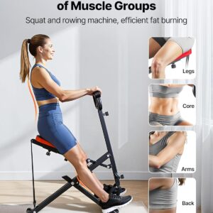 VEVOR Squat Machine, Deep Squat Rowing Machine for Home, Easy Setup & Foldable Exercise Equipment, Glute Trainer Machine with 3 High-Strength Resistance Bands, Glutes & Leg Home Workout Machine