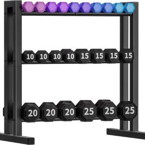 31Inch Dumbbell Rack Only – 450LB Capacity Weight Rack, 3-Tier Heavy Duty Dumbbell Stand Kettlebell Rack For Dumbbells, Kettlebells, Home Gym.