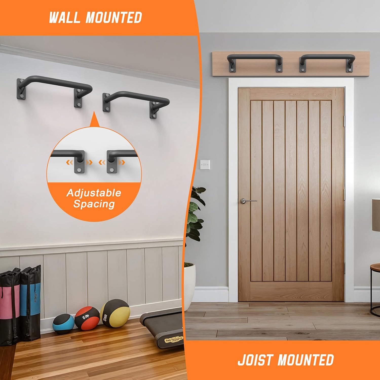 Pull Up Bar for Doorway, Heavy Duty Strength Training Pull-Up Bars for Home Gym, Wall Mounted/Joist Mounted/Ceiling Mounted Chin Up Bar with Reinforced Thick Metal Construction - Supports 500 lbs for Full-Body Workouts - Image 2
