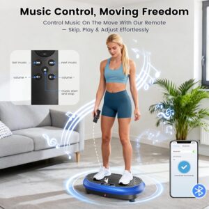 Vibration Plate Exercise Machine, Vibrating Fitness Platform for Lymphatic Drainage, Full Body Shaker Workout Equipment, Bluetooth Music Shaping Vibrate Plate, Board Sport for Home Exercise Gym, Blue