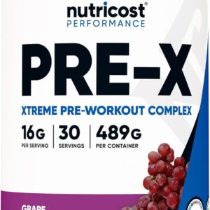 Nutricost Pre-X, Extreme Pre-Workout Powder Complex, Grape, 30 Servings, Vegetarian, Non-GMO and Gluten Free