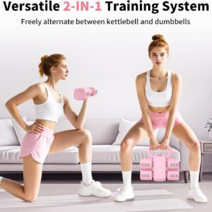 2-in-1 Adjustable Dumbbells Set, 4 Levels Weight Dumbbells Set for Women Men, Each 2.2/3.3/4.4/5.5lb Hand Weights with Kettlebell Form for Home Gym Exercise Training