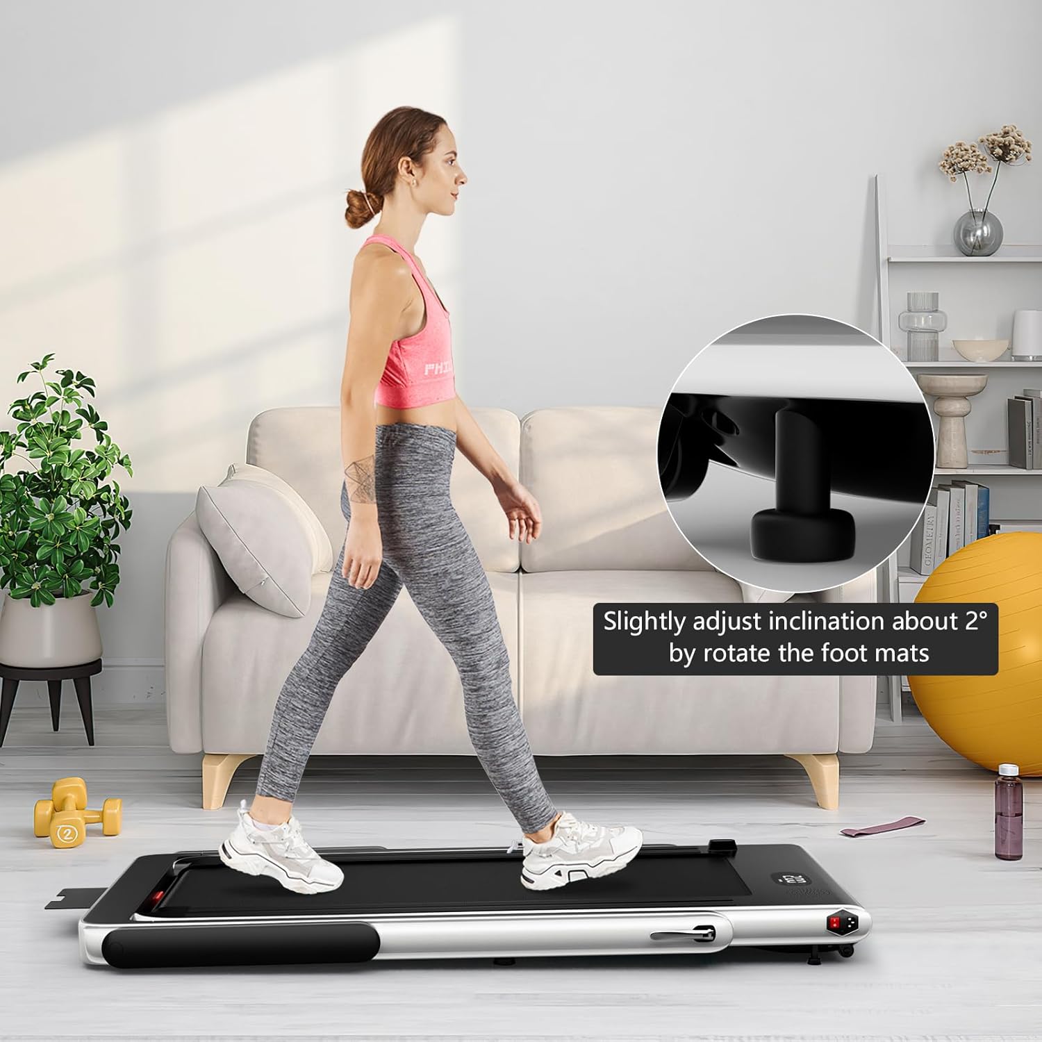 Goplus 2 in 1 Folding Treadmill, 2.25HP Superfit Under Desk Electric Treadmill, Installation-Free with Remote Control, APP Control and LED Display, Walking Jogging for Home Office - Image 8