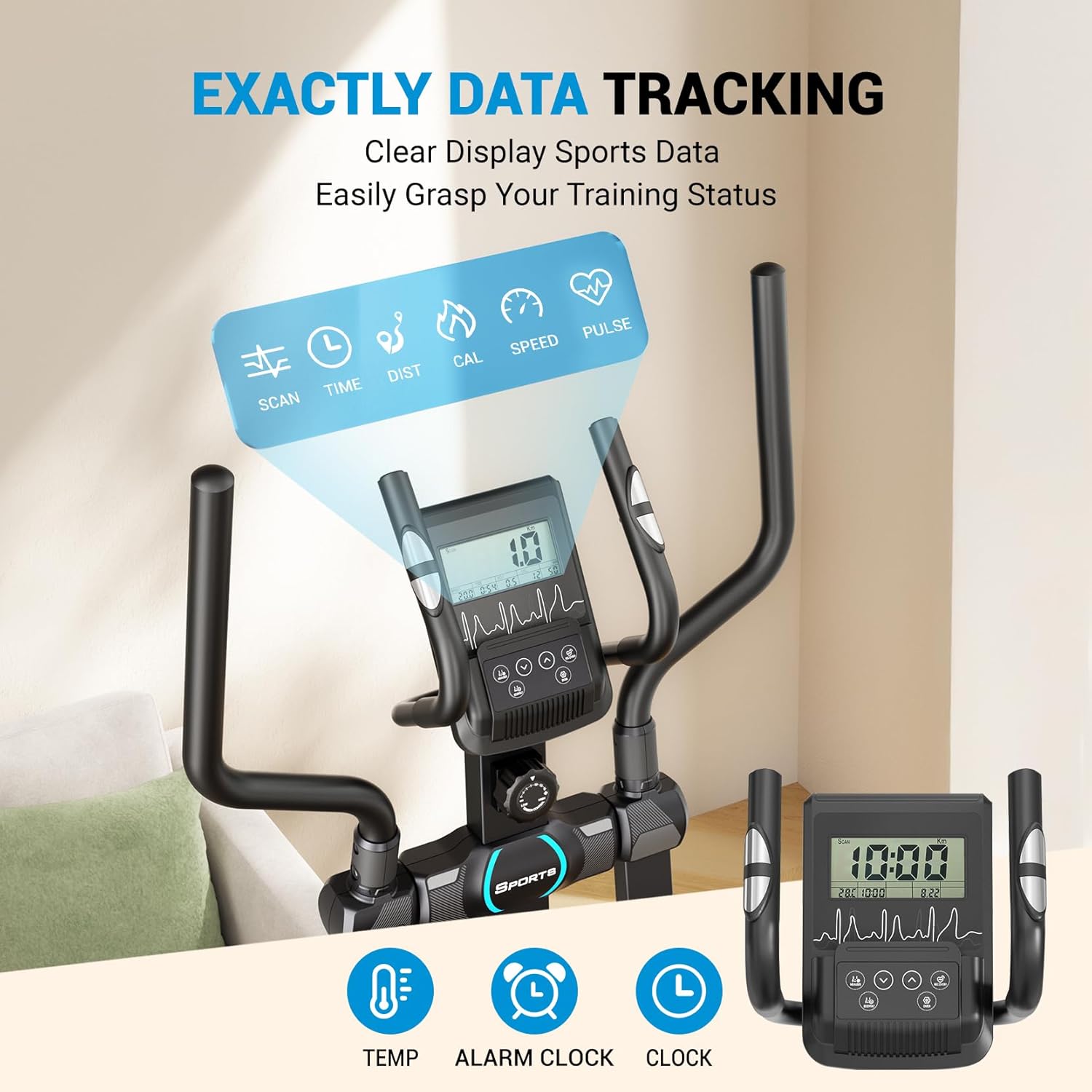 THERUN Elliptical Exercise Machine, Elliptical Machine for Home w/Whisper-Quiet Magnetic Driving System, Elliptical Training Machines w/ 15.3" Stride, 16 Resistance Levels, 8KG Flywheel - Image 6