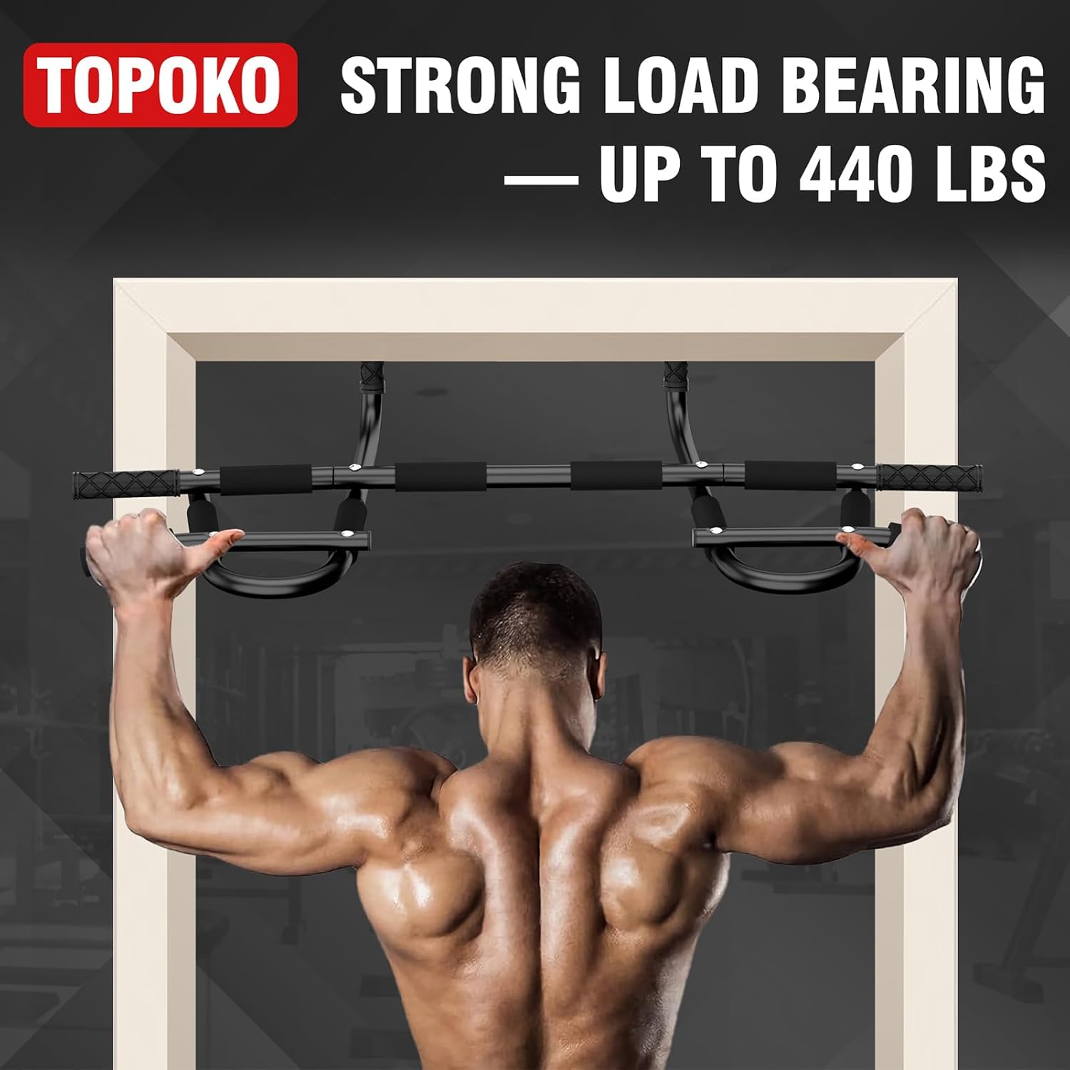TOPOKO Upgrade Pull Up Bar for Doorway - Max Capacity 440 lbs, Portable Upper Body Workout Bar for Strength Training - Image 7