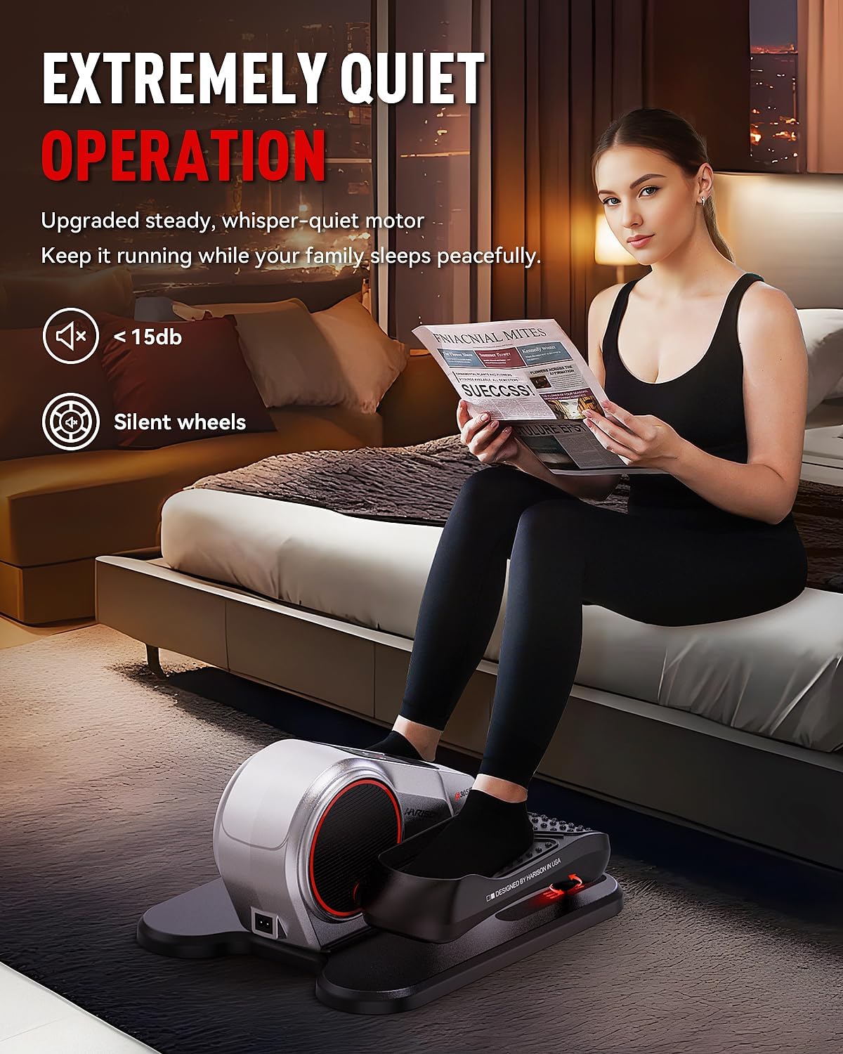 HARISON Under Desk Elliptical Machine for Seniors, Mini Elliptical with 12-Level Magnetic Resistance Adjustable, Bidirectional Motion, Pre-Assembled Low-Impact Leg Exerciser with Floor Mat - Image 4