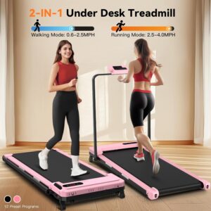 FUNMILY Foldable Walking Pad Treadmill with Incline, Folding Treadmill with Handle Bar and Adjustable Incline, 3.0HP Portable Electric Treadmills with Handles for Home Small, 320 LBS Weight Capacity