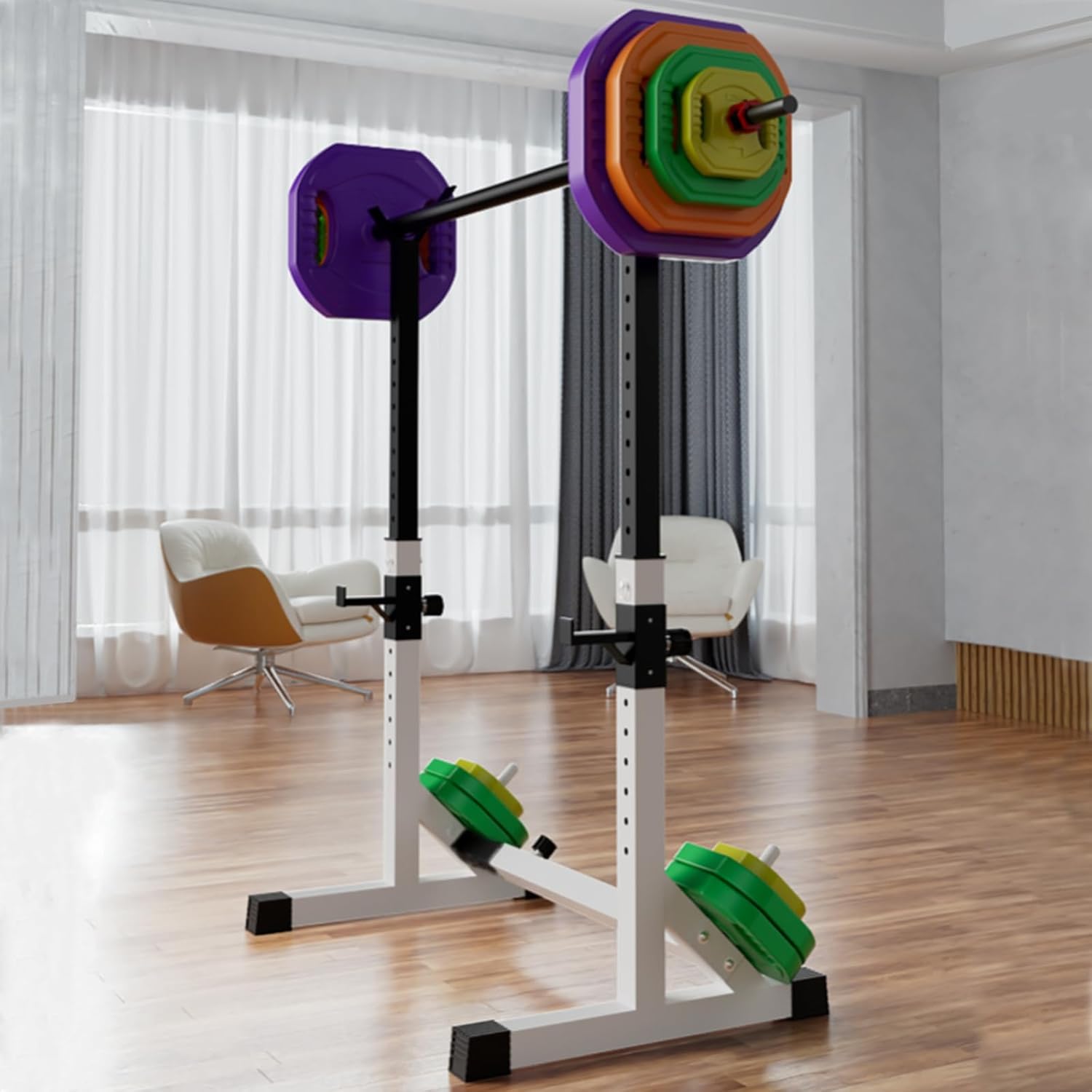 Barbell Rack Stand - Multifunctional Adjustable Squat Rack, Heavy-Duty Dumbbell Rack,Strength Training Dip Station, Home Gym Equipment Max Load 550lbs - Image 4
