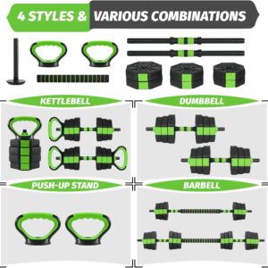 88 LBS Adjustable Dumbbell Set, 4-In-1 Weight Dumbbell Set with Connector, Octagonal Shape & Anti-Slip Handle, Converts to Kettlebells, Barbell, Push Up Stand for Home Gym Men & Women