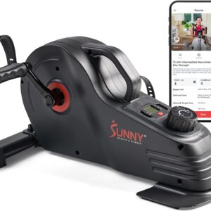 Sunny Health & Fitness Dual Function Under Desk Pedal Exerciser, Portable Indoor Cardio Mini Bike at Home, Arm/Leg Cycle for Seniors, Optional Magnetic, Motorized & Free SunnyFit App Bluetooth Connect