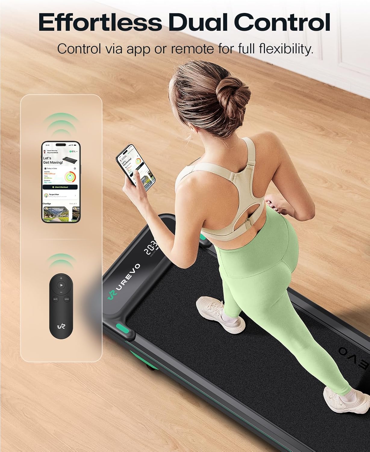 UREVO Smart Walking Pad, Quiet Under Desk Treadmill with APP & Remote, Portable Shock-Absorbing Walking Jogging Machine, Sleek Compact Design for Home Office Fitness - Image 7