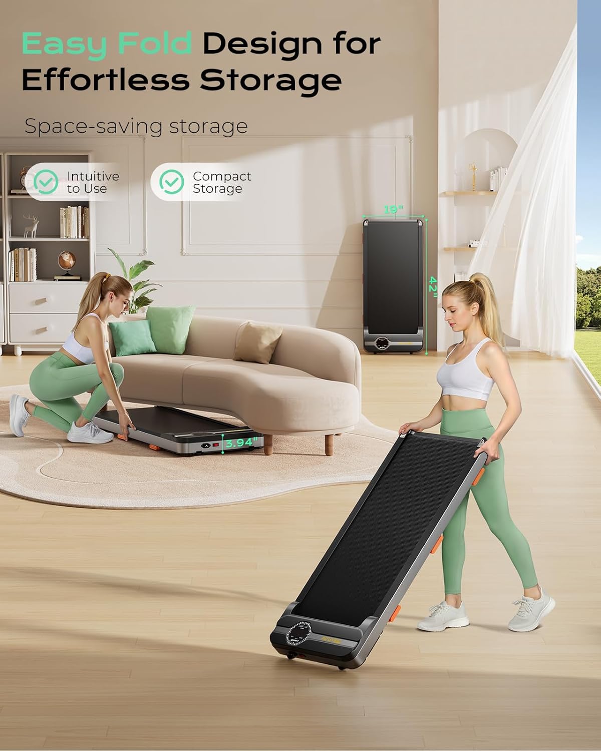 Walking Pad Portable Under Desk Treadmill with Incline 2.5HP for Home Office 265 lbs Capacity Remote Control LED - Image 7