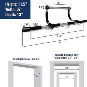 Iron Gym Express Home Pull Up Bar for Doorway – Portable Total Upper Body Home Gym Chin Up Bar for Strength Training & At Home Exercise – Our Door Frame Pull-Up Bar Is Easy to Assemble & Install