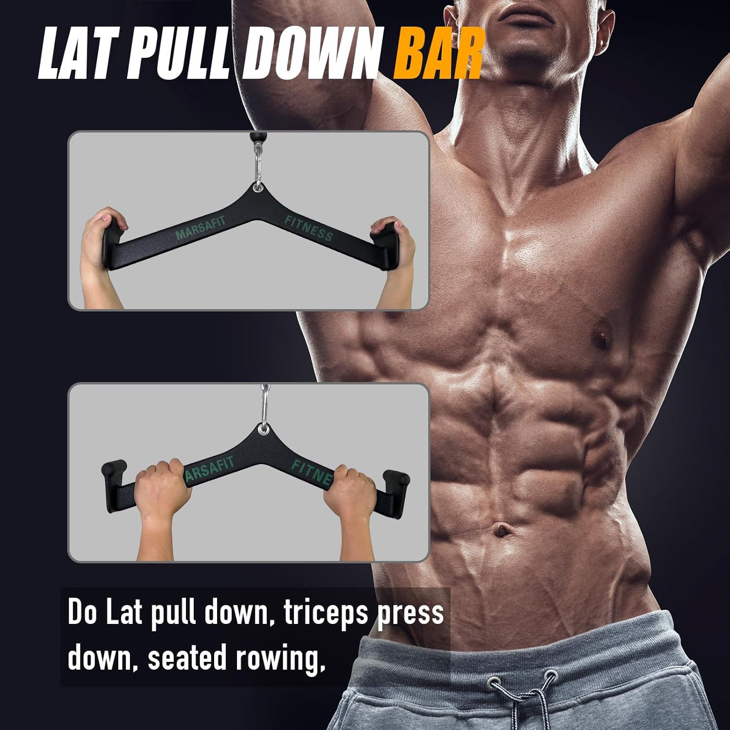 Home Gym Fitness Rowing T-bar V-bar Pulley Cable Machine Attachment, Bicep Curl Tricep Lat pulldown Bar Back Strength Training Handle Grips Lat Pull Down Bar for Seat Row Workout - Image 5