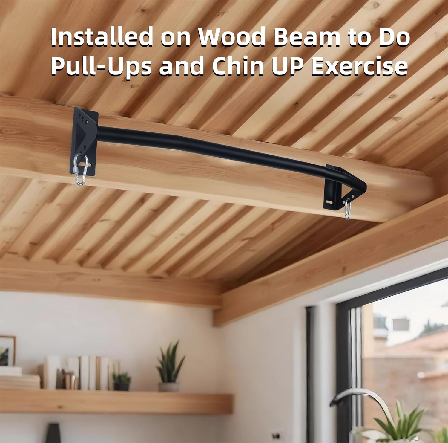 Wall Mounted Heavy Duty Pull Up Bar Doorway With Assist Band, Strength Training Pullups Bar for Doorframe, Thick Metal Sturdy Wall Hanging Bar, Wood Beam or Joist Mount Chin Up Bars 500 lbs - Image 8