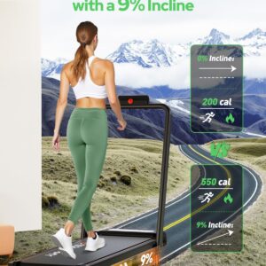 Walking Pad Treadmill with Incline, Upgraded 3.5HP Walking Pad with Handle Bar, 350Lbs Foldable Portable Treadmills for Home Office, 4 in 1 Under Desk Treadmill with Remote Control & APP, LED Display