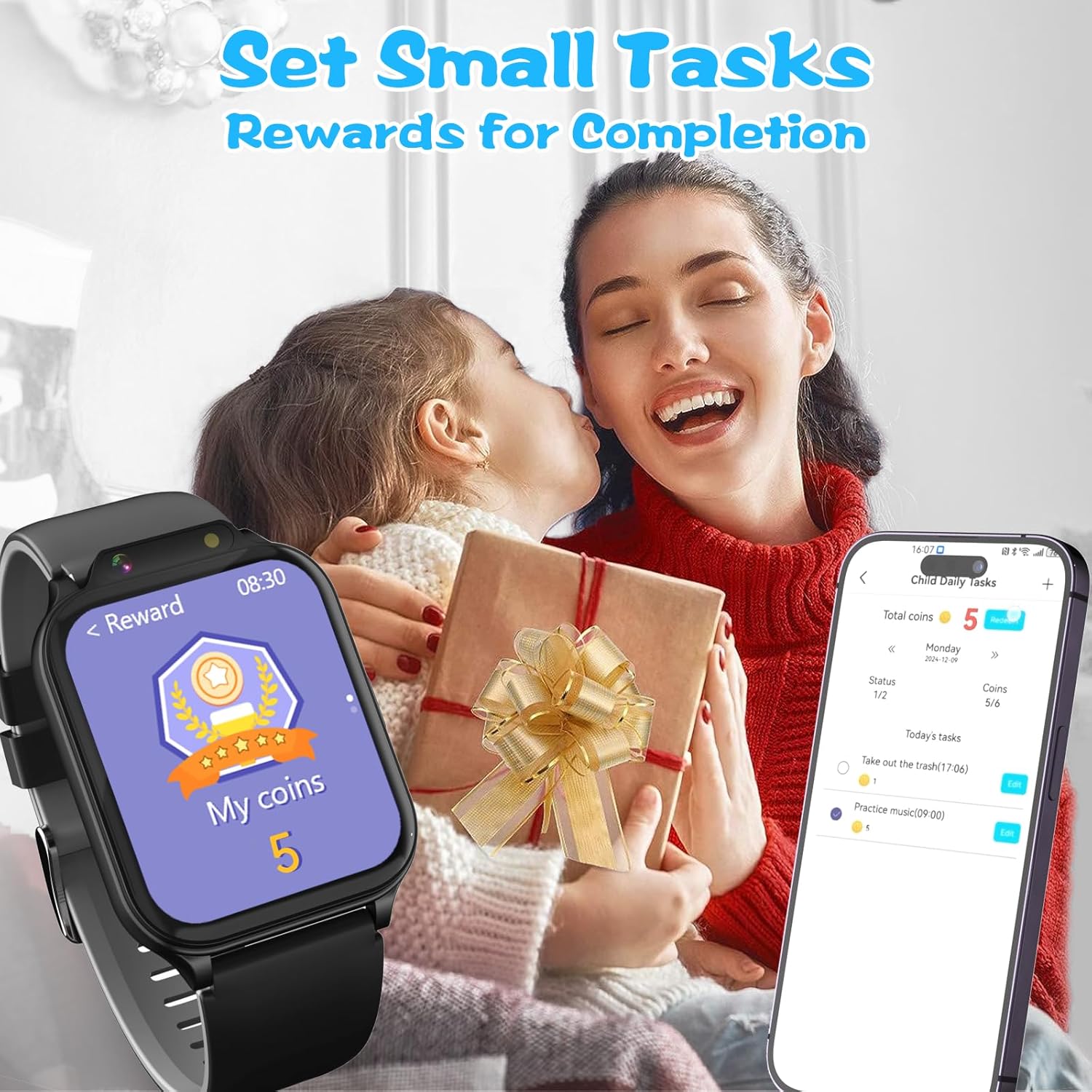 Smart Watch for Kids, 1.85" Fitness Tracker with Heart Rate, Sleep Monitor, IP68 Waterproof Smartwatches with Video Music, Pedometer, Game, NO APP/Phone, Gift for Boys Girls. (Classic, Blue) - Image 7