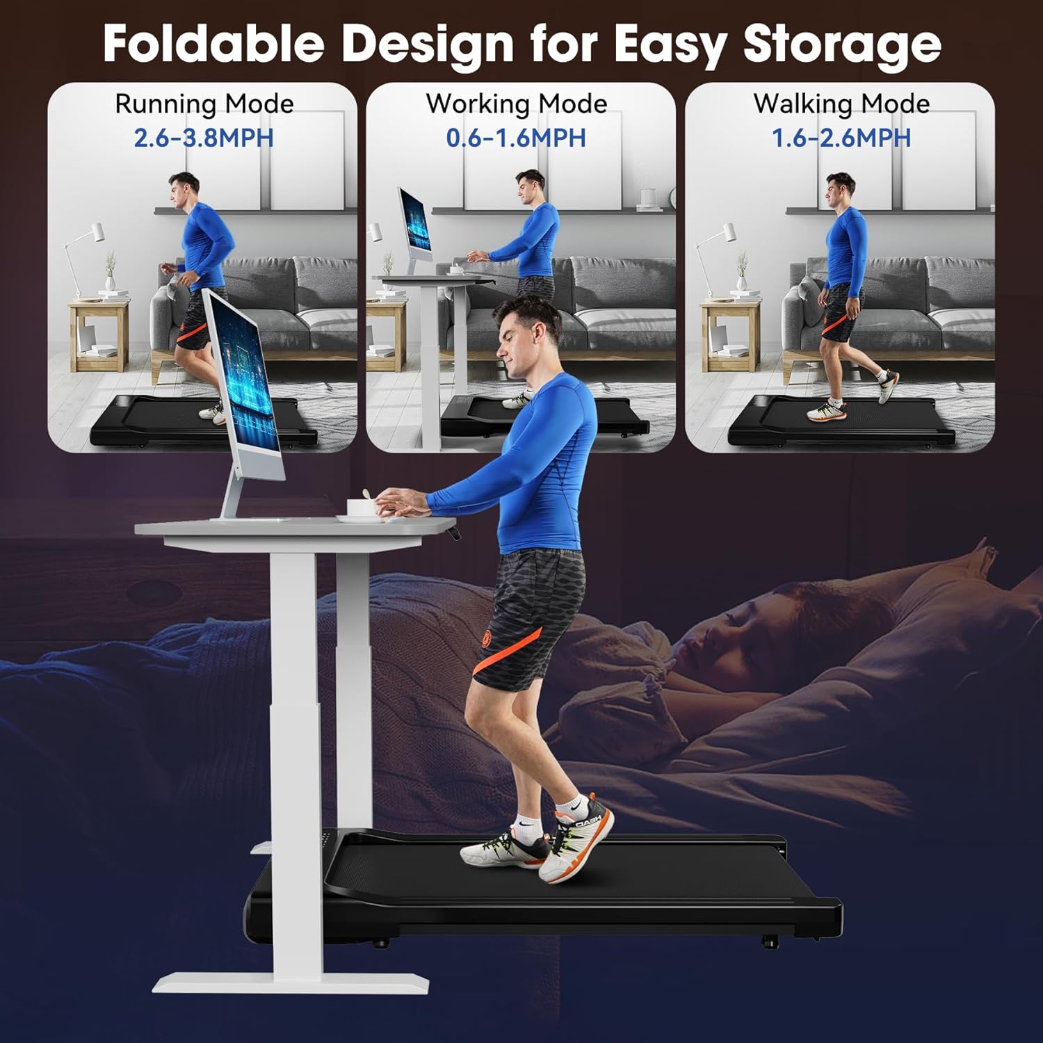 DeerRun 2025 Upgrade Walking Pad - Raceable Smart Under Desk Treadmill with Rewards Program, Quick Setup, 2.5HP, APP/Remote Control, LED Display, 300 lbs Capacity - Image 6