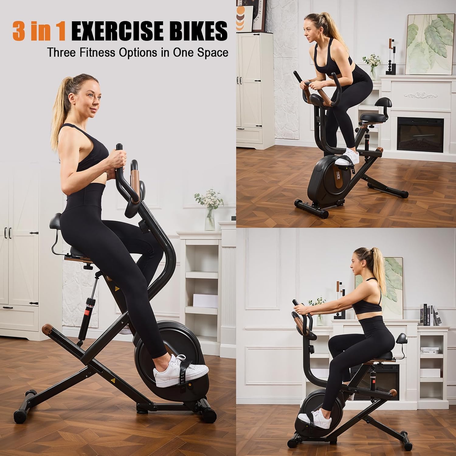 3 in 1 Exercise Bike,Squat Machine,8-level Adjustable Magnetic Bike for Home with App,Squat Rowing Machine, Low Noise Indoor Cycling Bike with 300lbs Weight Capacity,Home Workout Machine - Image 7