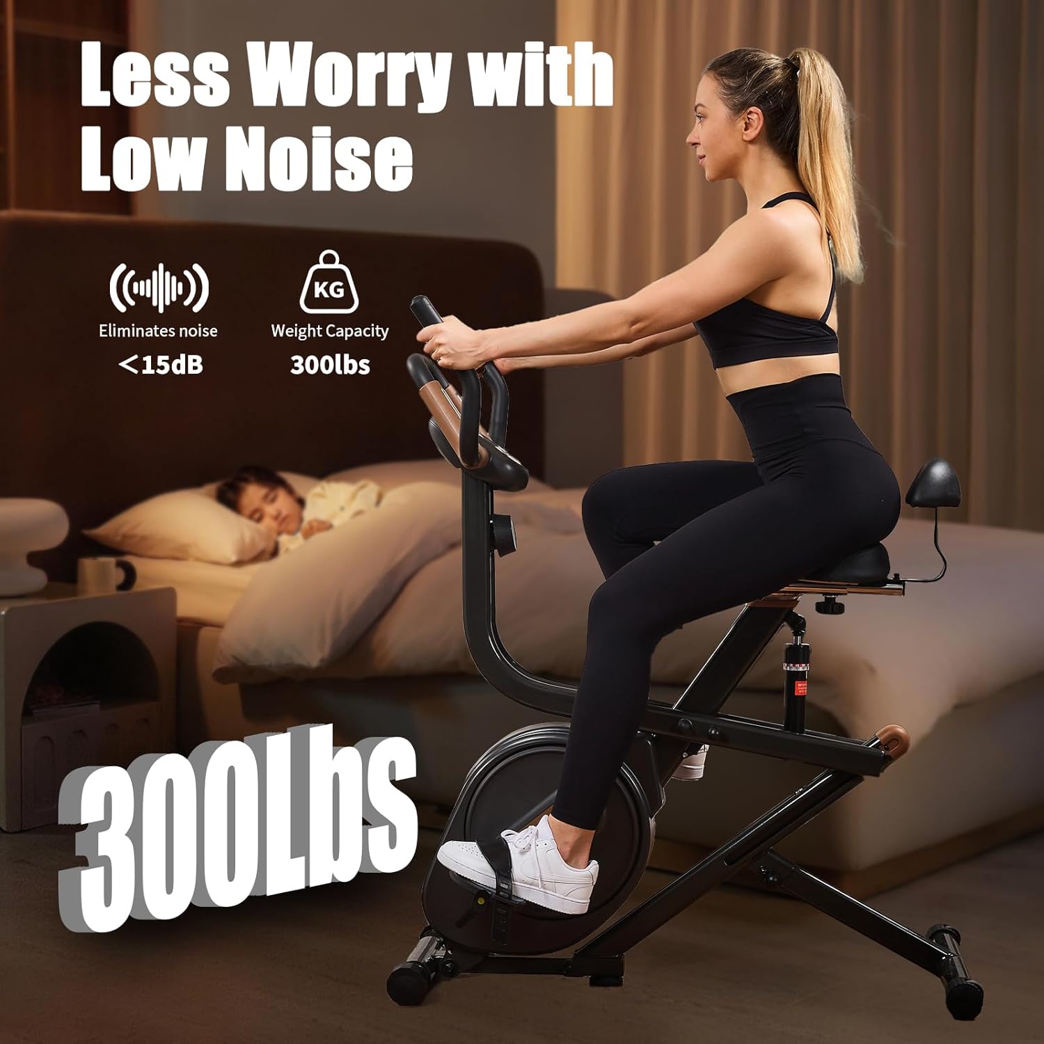 3 in 1 Exercise Bike,Squat Machine,8-level Adjustable Magnetic Bike for Home with App,Squat Rowing Machine, Low Noise Indoor Cycling Bike with 300lbs Weight Capacity,Home Workout Machine - Image 6