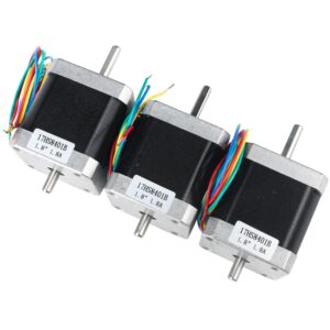 17HS8401 Nema17 Stepper Motor, 48mm 1.8A 1.8degree 78oz-in,2-Phase High Torque Hybrid CNC Stepper Motor,4-Lead Wire for 3D Printer,CNC Machine,Robot,CNC Router XYZ Axis (3pcs Dual Shaft)
