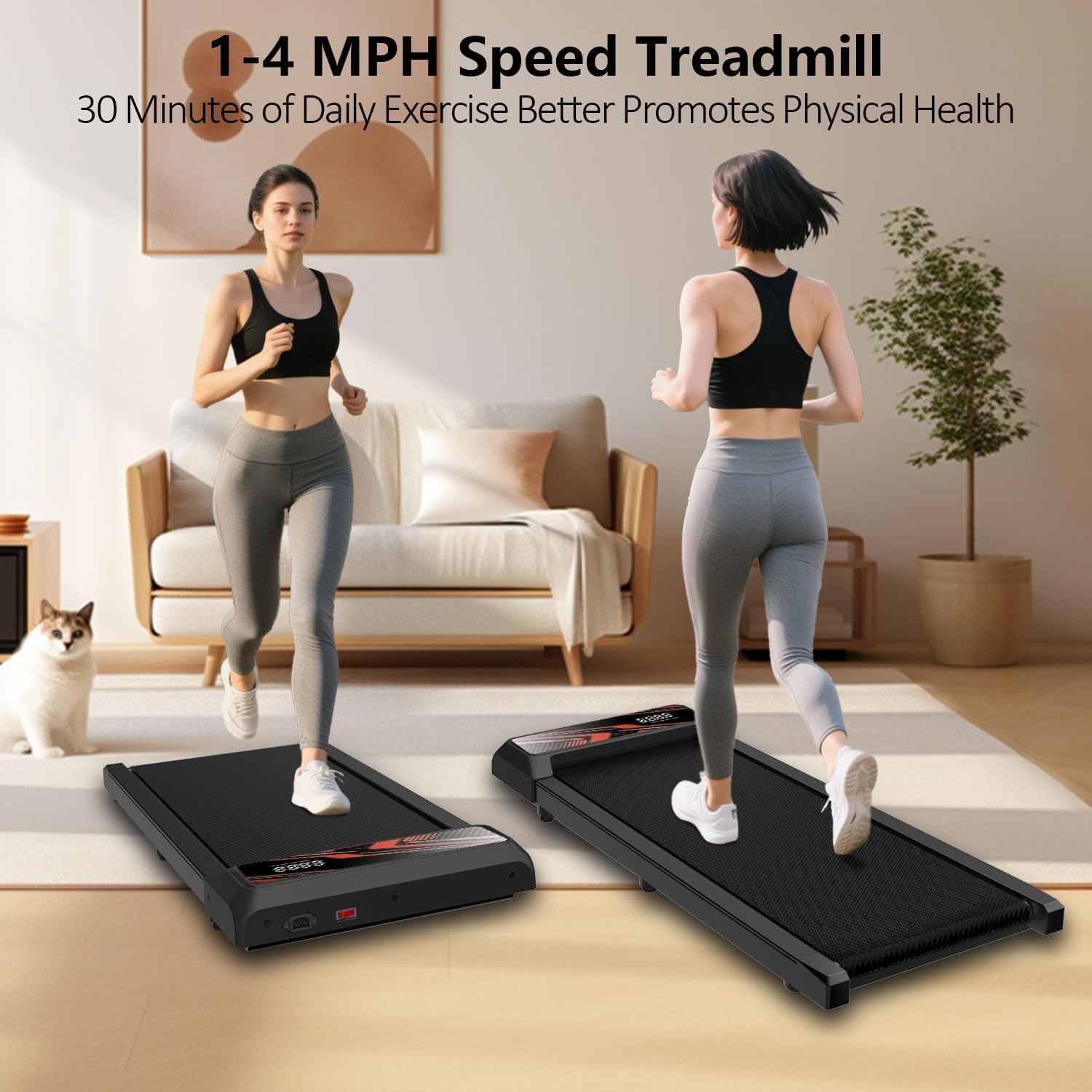 Under Desk Treadmill, Walking Treadmill Pad, 2.5 HP 265 Lbs Low Noise Walking Pad Incline LED Display with Remote Control Walking Jogging Running Machine, Treadmills for Home and Office - Image 4