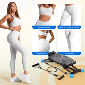 MERACH Balance Board for adults, Wobble Board with Resistance Bands, Portable Wiggle Balance Trainer Featuring LCD Monitor, 300 lbs Capacity Ski Slide Rock Stepper for Full Body Workout at home gym