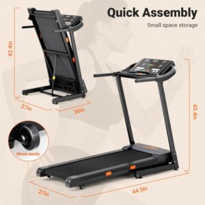 THERUN Incline Treadmill for Running and Walking, 300 lbs Weight Capacity, Wide Belt, 3.0 HP, 18″ LED Screen, 2 Layers Shock-Absorbing
