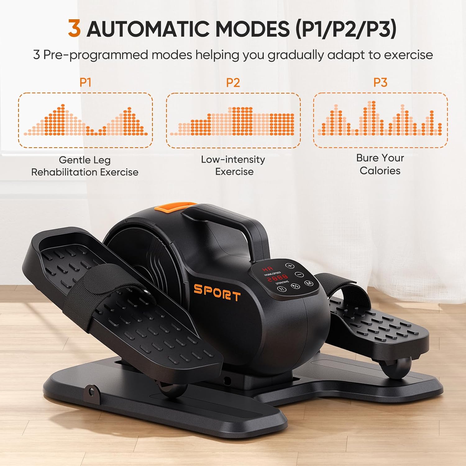 Dripex Under Desk Elliptical Machine, 3-in-1 Electric Ellipse Leg Exerciser As Seen On TV, 10 Adjustable Speed & Resistance, Seated Pedal Exerciser for Seniors with Remote, Fully Assembled - Image 6