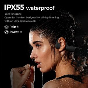Bone Conduction Headphones, Wireless Bluetooth Open-Ear Sports Headphones with Mic, Type-C Quick Charging Long Battery Life, Upgrade Waterproof Earphones for Running, Walking, Cycling, Workout, Gift