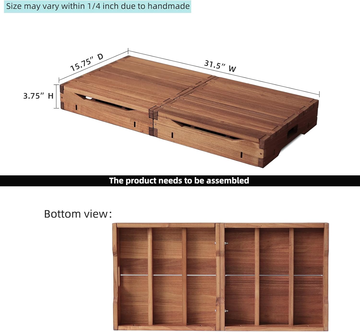 Wooden Platform 3.7" Height.One Step Stool Larger 31.5" for Adults&Senior. Carbonization Porch Step,Stair Assist Indoor&Outdoor,Bedside Foot Stepper,Mobility Stepping.for Handicap,Elderly,Kids - Image 2