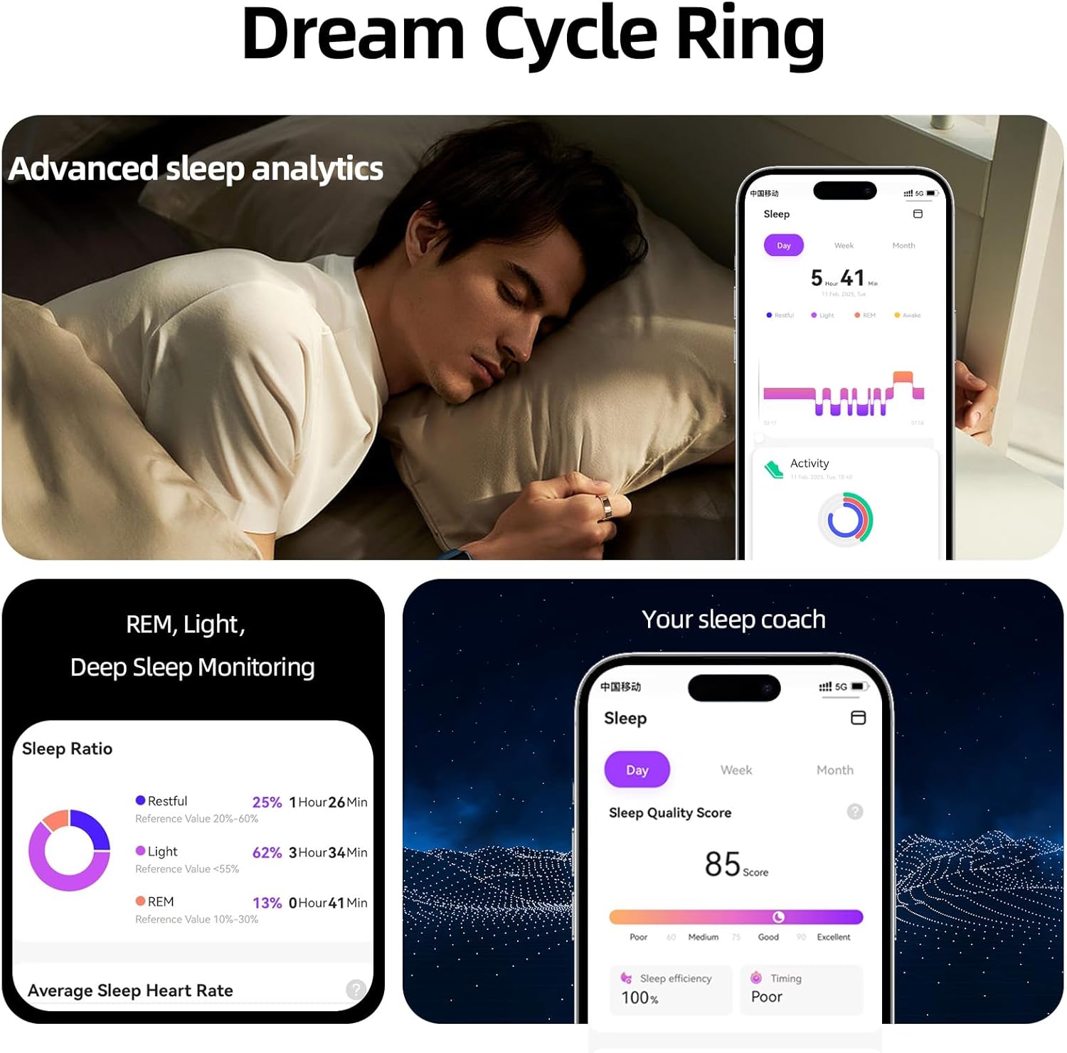 Smart Ring for Women&Men-Activity/Sleep/Heart Rate/HRV/Stress/Women's Health Tracker-IP68 Waterproof/Wearable-No Subscription Fee Required-Compatible with iPhone &Android (Gold, 8) - Image 4