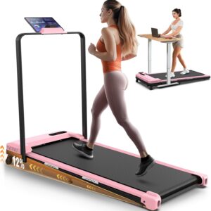 FUNMILY Foldable Walking Pad Treadmill with Incline, Folding Treadmill with Handle Bar and Adjustable Incline, 3.0HP Portable Electric Treadmills with Handles for Home Small, 320 LBS Weight Capacity