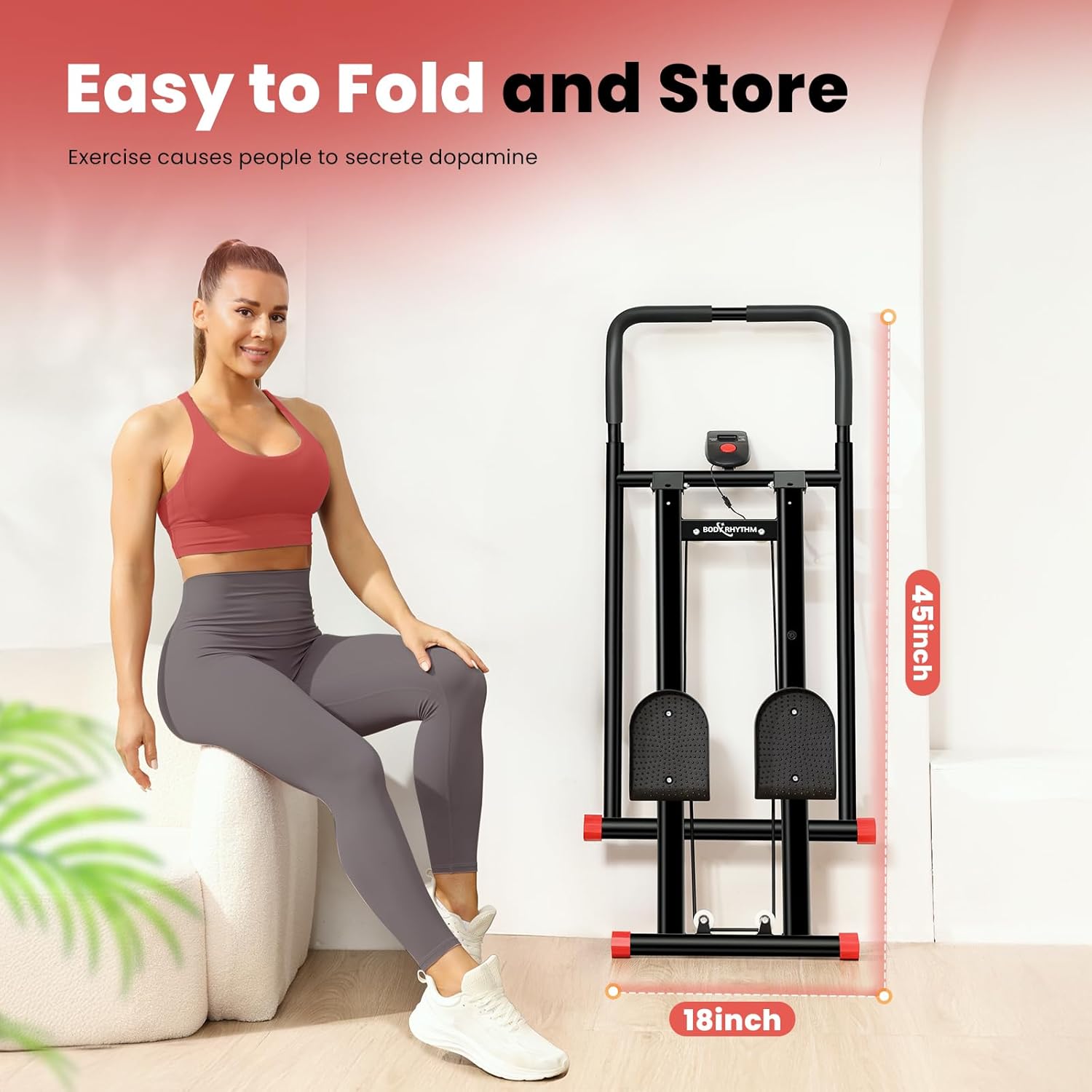 BODYRHYTHM New Stair Stepper for Home Gym Exercise, Vertical Climber Machine for Full Body Workout, Foldable Cardio Exercise Machine, Stair Climber with Adjustable Handlebar & Pedals - Image 6