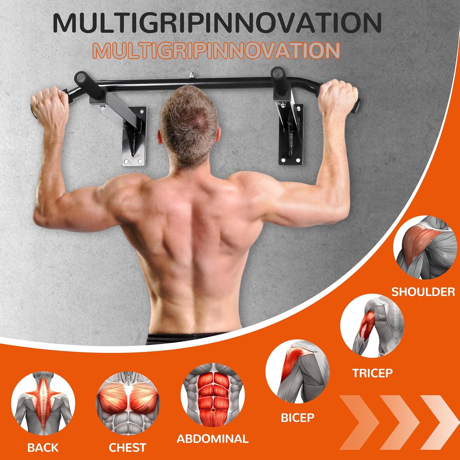 Pull Up Bar Wall Mounted Multifunctional Wall Mounted Pull Up Bar for Home Gym Workout Strength Training Equipment - Image 5