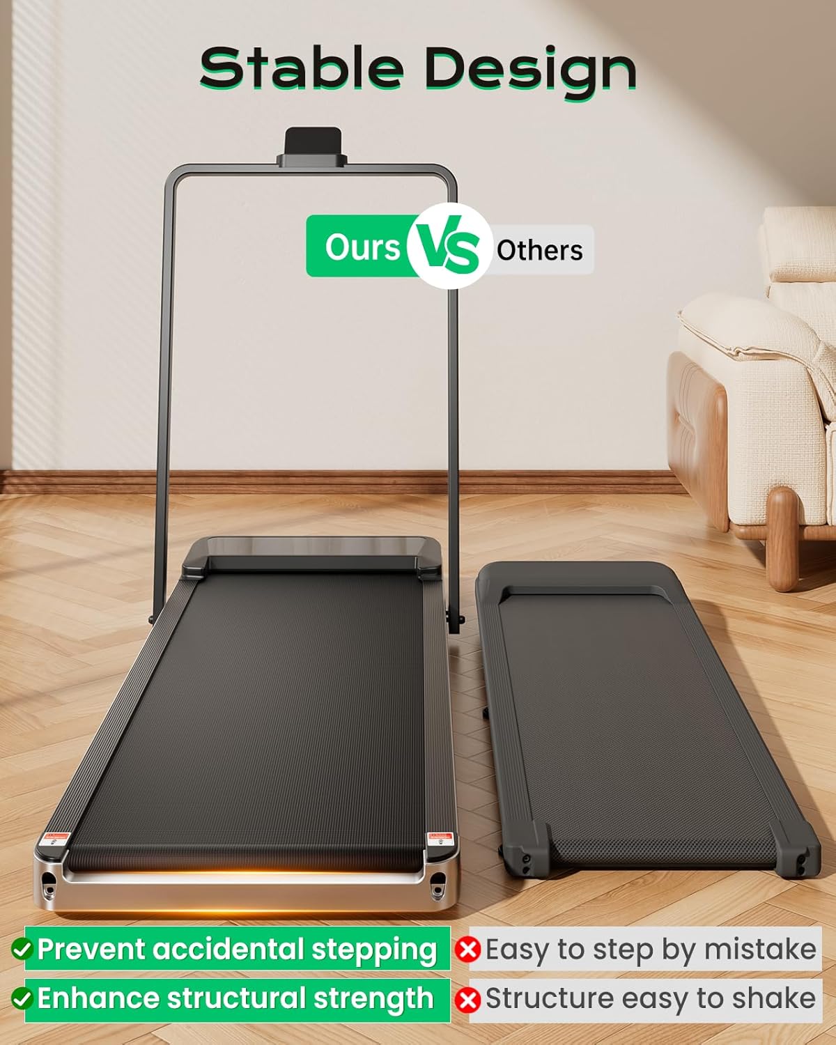 Walking Pad,Treadmill with Incline for Home Office, 2.5HP Portable Under Desk Treadmill with 265 Lbs Capacity,Remote Control, Led Display - Image 7