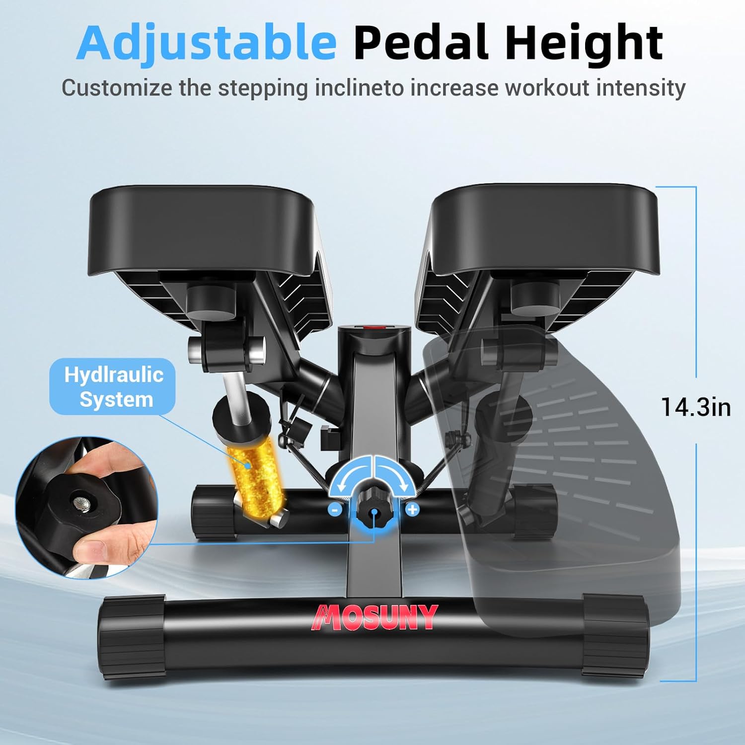 Steppers for Exercise at Home, Mini Stepper with Resistance Bands Full Body Workout Adjustable Heigh Stair Stepper for Home Twist Stepper with 350lbs Loadingt Capacity (with Mat) - Image 3