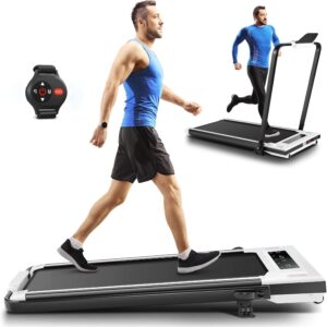 ANCHEER Walking Pad with Desk 47-50.5 Inch Adjustable Height, 8 in 1 Treadmill with 8% Incline for Home Workstation, Folding Treadmill 300lbs Weight Capacity/Ultra-Quiet/Installation-Free