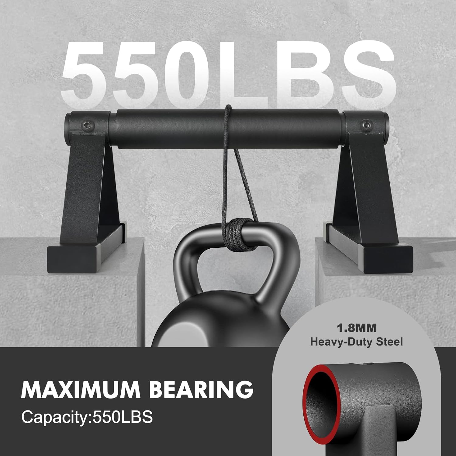 Wood push up bars Parallettes bars Anti-slip Handstand Bars for Calisthenics, Fitness, Floor workouts Solid Wood with Sturdy Metal Bracket, Support 500 lbs - Image 3