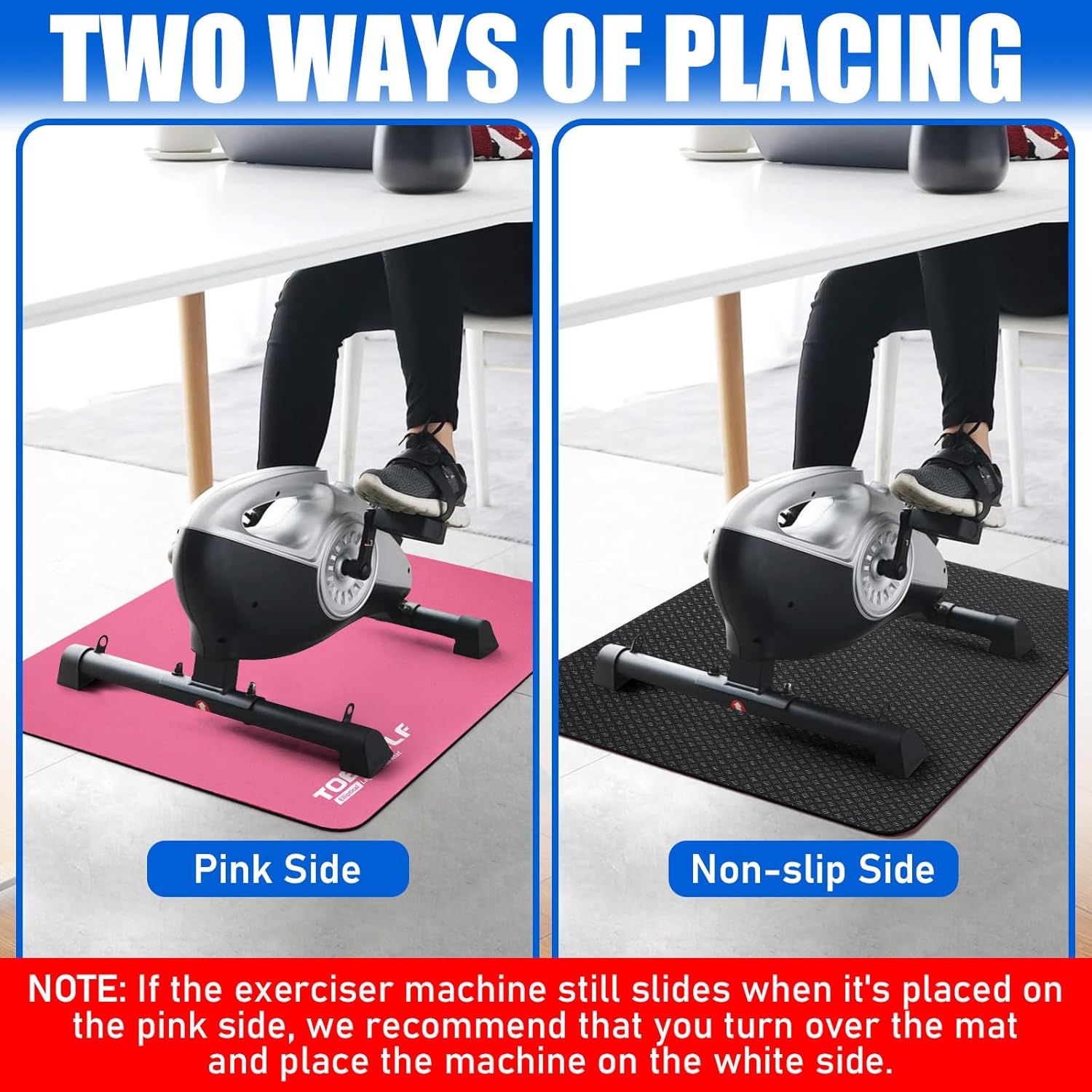 TOBWOLF Non-Slip Workout Mat for Ellipse Leg Exerciser, Ellipse Machine Mat, Exercise Mat for Under Desk Ellipticals, Suitable for Electric Seated Foot Pedal Exerciser, Stability & Floor Protection - Image 6