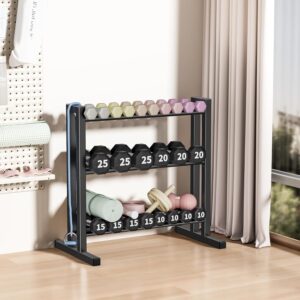 31Inch Dumbbell Rack Only – 450LB Capacity Weight Rack, 3-Tier Heavy Duty Dumbbell Stand Kettlebell Rack For Dumbbells, Kettlebells, Home Gym.