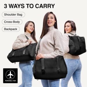 Gym Bag for Women, 3-in-1 Duffle with Laptop & Yoga Mat Space, Travel Bag with Shoe Compartment, Luggage Sleeve & Toiletries Pouch, Lightweight Weekender Carry On, Water Resistant